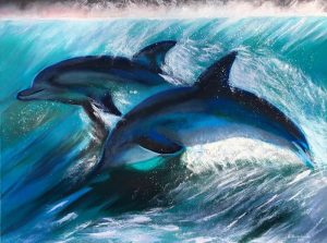 дельфины, картина дельфины